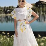 Σετ μπλούζα φούστα κιπούρ άσπρο