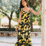 Φόρεμα maxi με λεμόνια μαύρο