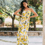 Φόρεμα maxi με λεμόνια άσπρο