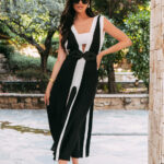 Φόρεμα maxi μαυρόασπρο