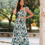 Σετ crop top - φούστα πράσινο