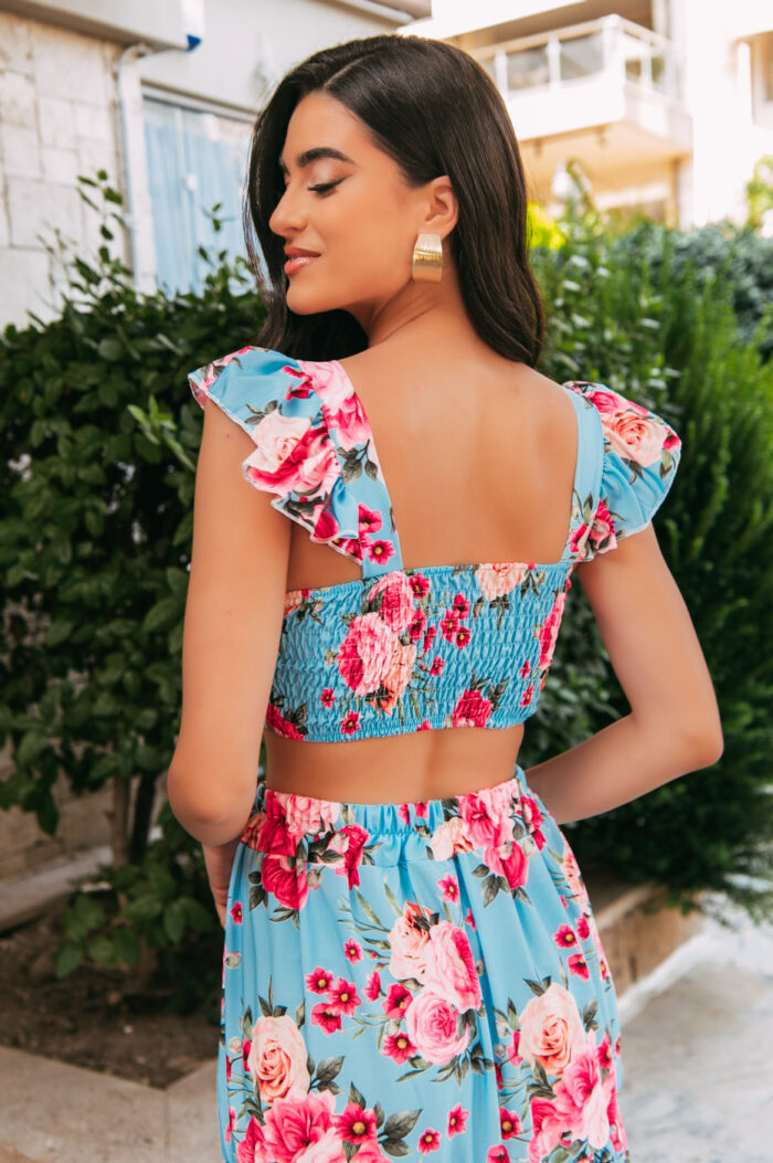 Σετ crop top - φούστα γαλάζιο - Image 6