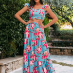 Σετ crop top - φούστα γαλάζιο