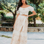 Σετ crop top - φούστα άσπρο