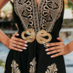 Ζώνη μαύρη ελαστική με χρυσή τόκα