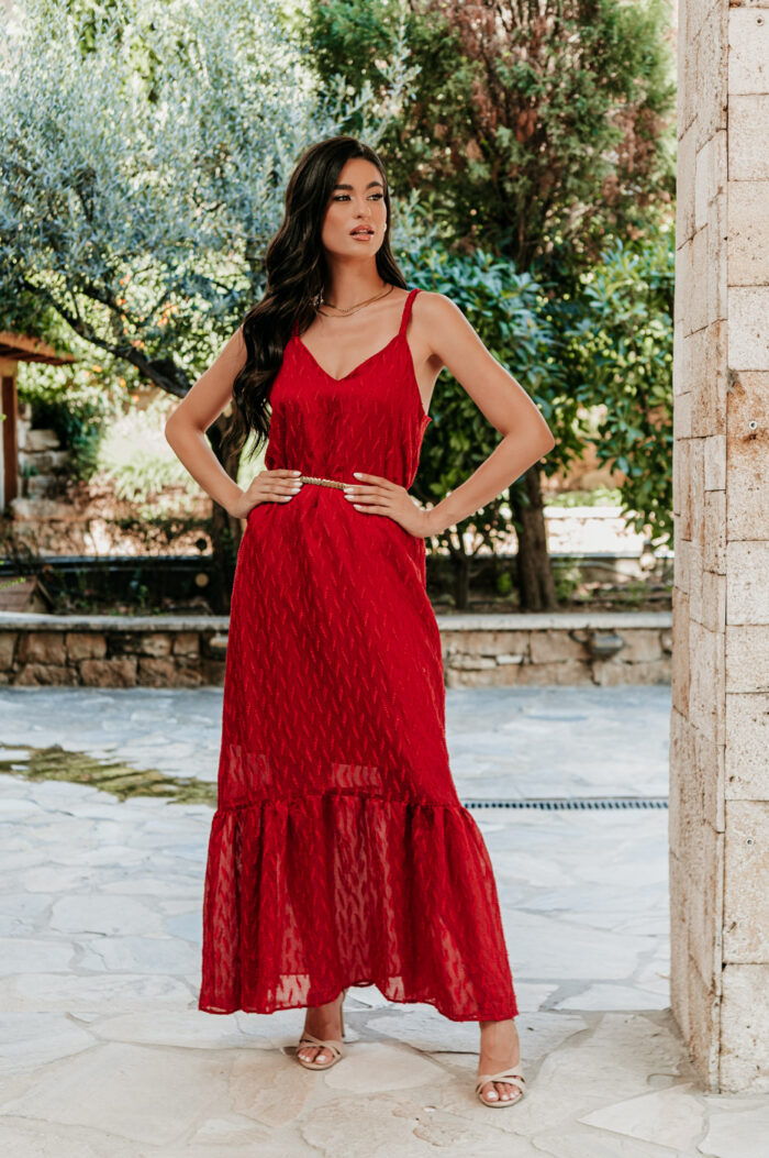 Φόρεμα maxi κόκκινο
