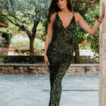 Φόρεμα maxi πράσινο με παγιέτες