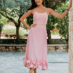 Φόρεμα midi ροζ