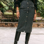 Φούστα midi μαύρη με μοτίβο