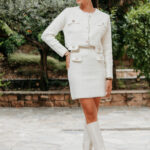 Σετ μάλλινη μπλούζα - φούστα άσπρο