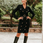 Φόρεμα midi πλεκτό μαύρο