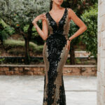 Φόρεμα maxi μαύρο με παγιέτες