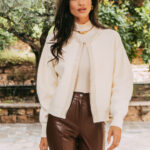 Ζακέτα πλεκτή εκρού με στρας