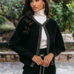 Ζακέτα πλεκτή μαύρη με στρας