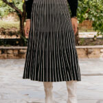 Φούστα midi πλεκτή ριγέ μαύρη