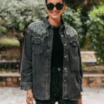 Πουκάμισο τζιν γκρι με χάντρες