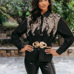 Πουκάμισο μαύρο με χρυσή κλωστή