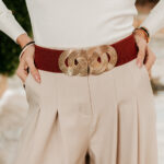 Ζώνη καφέ ελαστική με χρυσή τόκα