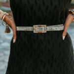 Ζώνη ασημί με στρας και χρυσή λεπτομέρεια