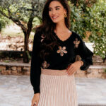 Μπλούζα πλεκτή μαύρη με παγιέτες