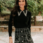 Μπλούζα πλεκτή μαύρη με πέτρα στρας