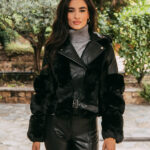 Μπουφάν δερμάτινο με γούνα