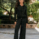 Σετ ζακέτα-παντελόνι με στρας