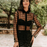 Πουκάμισο σιθρού μαύρο με χάντρες