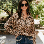 Πουκάμισο σατέν leopard με στρας