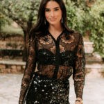 Πουκάμισο διαφάνεια με παγιέτες και χάντρες