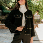 Σακάκι βελουτέ με αλυσίδα μαύρο