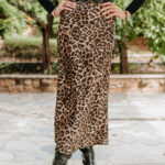 Φούστα midi leopard σατέν
