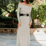 Φόρεμα maxi πλεκτό γκρι