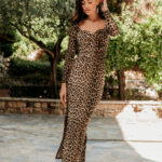 Φόρεμα maxi leopard με στρας