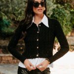 Μπλούζα πλεκτή με στρας και πουκάμισο μαύρο