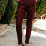 Παντελόνι με ζώνη μπορντό