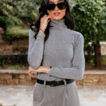 Μπλούζα πλεκτή με ζιβάγκο γκρι