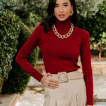 Μπλούζα πλεκτή με ζιβάγκο κόκκινο