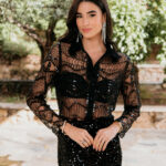 Πουκάμισο διαφάνεια με παγιέτες και χάντρες