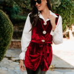 Γιλέκο velvet με πουκάμισο κόκκινο