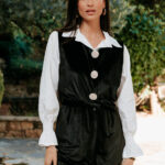 Γιλέκο velvet με πουκάμισο μαύρο