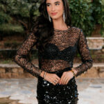 Μπλούζα διαφάνεια με παγιέτες και χάντρες