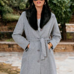 Παλτό γκρι με αποσπώμενη γούνα