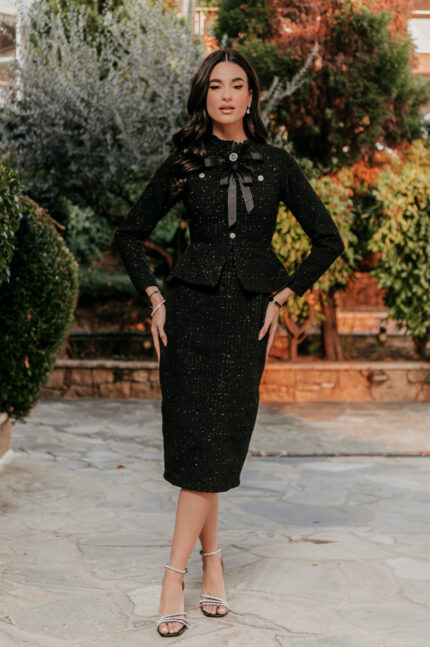 Φόρεμα peplum maxi μαύρο