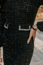 Φόρεμα midi tweed με στρας μαύρο - Image 8