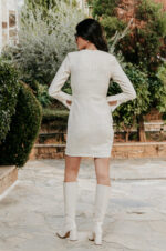 Φόρεμα midi tweed με στρας άσπρο - Image 6