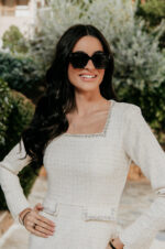 Φόρεμα midi tweed με στρας άσπρο - Image 7