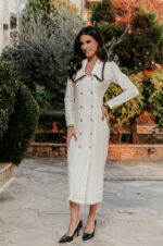 Φόρεμα maxi με μεγάλο γιακά άσπρο - Image 4