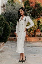 Φόρεμα maxi με μεγάλο γιακά άσπρο - Image 5