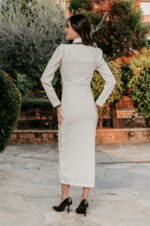 Φόρεμα maxi με μεγάλο γιακά άσπρο - Image 6